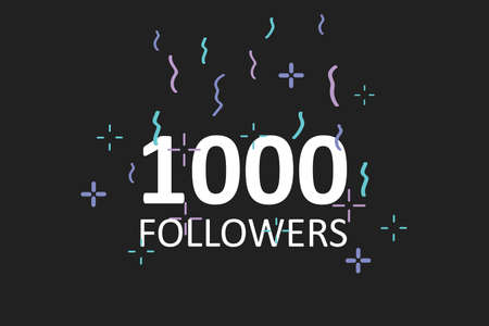 1000 followers celebration design. Like concept in vector flat style.