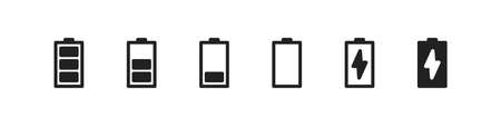Phone battery symbol. Mobile charge level icon set in vector flat style.のイラスト素材