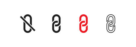 Chain, simple icon set. Link isolated concept. Hyperlink, web button symbol in vector flat style.