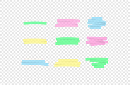 Highlight color marker line in transparent background. Pen drawn concept in vector flat style.のイラスト素材