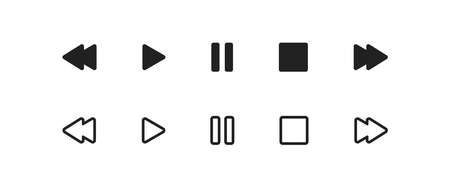 Play, pause button. Audio player icon set. Music stop symbol in vector flat style.のイラスト素材