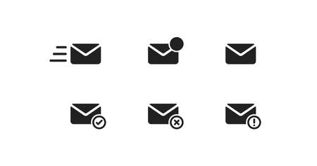 Send mail set. Massege black symbol. Email sign in vector flat style.のイラスト素材