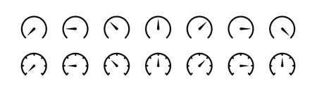 Gauge icon set. Speedometer line symbol. Performance simple illustration. Car speed meter concept in vector flat style.のイラスト素材