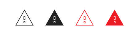 Triagle sign. Alert icon set. Warning web mark. Danger symbol in vector flat style.