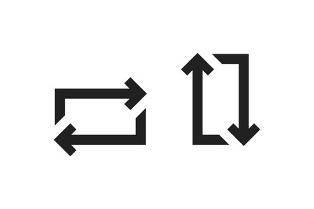 Arrow rotate icon set. Twist, two arrow sign in vector flat style.のイラスト素材