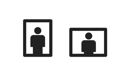Photo flip icon set. Landscape rotate symbol. Orientation portrait sign in vector flat style.のイラスト素材