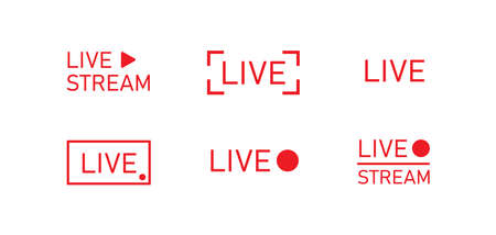 Live video stream icon set. Online button symbol. TV show sign in vector flat style.のイラスト素材