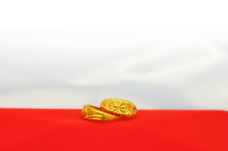 Two ring with red backgroundの写真素材