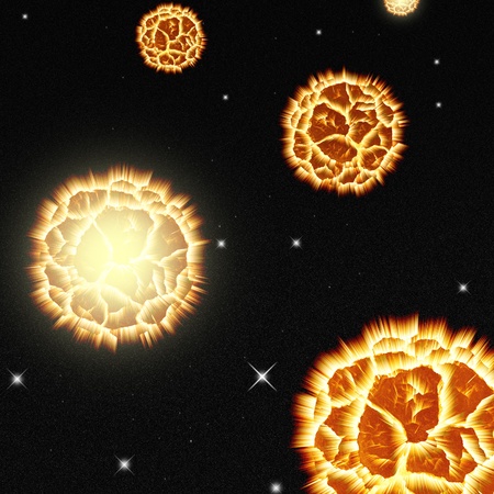 The stars explosion in the  space
