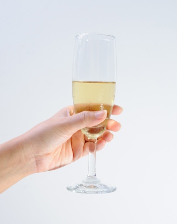hand holding a Glass of Champagneの写真素材