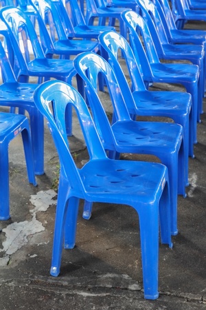 blue chairs in a rowの写真素材