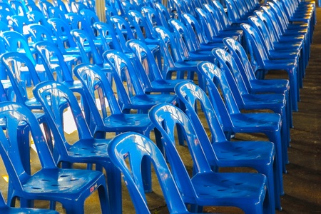 blue chairs in a rowの写真素材
