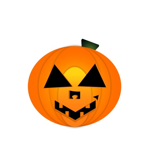 Scary pumpkins on white backgroundの写真素材