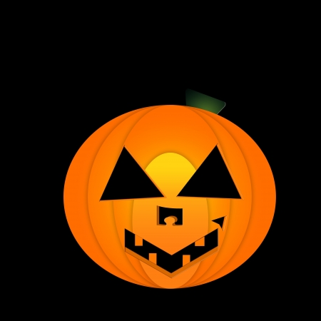Scary pumpkins on black backgroundの写真素材