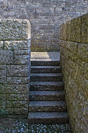 A flight of stairs at the monumential burial site of German soldiers from WWI in Soca valley, Tolminの写真素材