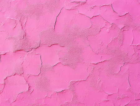 A textured pink wall with cracks and uneven surface.の素材