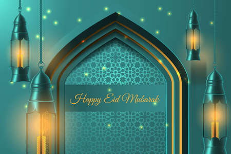 vector illustration eid mubarak backgroundのイラスト素材