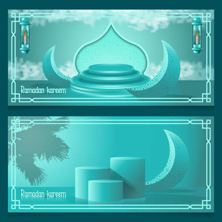 vector ramadan podium backgroundのイラスト素材