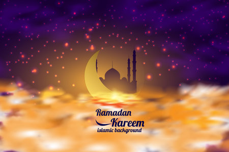 vector illustration background ramadan night skyのイラスト素材