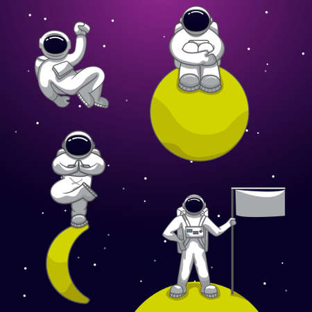 vector illustration astronaut in the spaceのイラスト素材