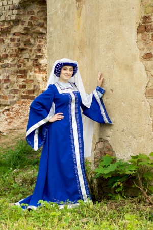Beautiful woman in medieval dressの写真素材