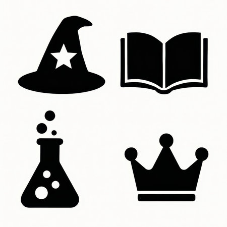 Magic icons set on white background. Vector illustration. Eps 10.の素材
