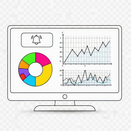Computer screen data visualization graphics analytics line drawing chart dashboard data analysisの素材