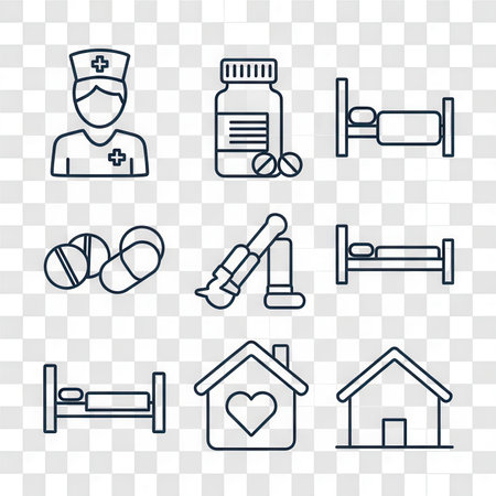 Set of icons on the theme of medicine and health. Icons in a linear style.の素材