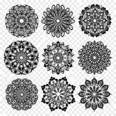 Ornamental floral graphic vector set. Abstract flower pattern design. Decoration illustration elements.の素材