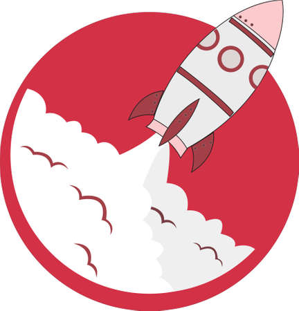 Red rockets were flying in the sky leaving thick smoke.のイラスト素材