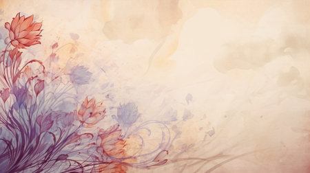 Abstract Background with Floral Ornament, watercolor and colorful art style.の素材