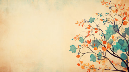 Abstract Background with Floral Ornament, watercolor and colorful art style.の素材