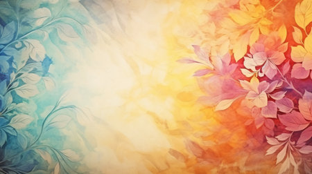 Abstract Background with Floral Ornament, watercolor and colorful art style.の素材