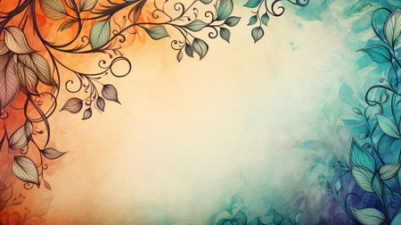 Abstract Background with Floral Ornament, watercolor and colorful art style.の素材