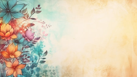 Abstract Background with Floral Ornament, watercolor and colorful art style.の素材