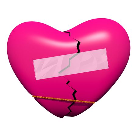 A broken heart is on the mend, thanks to some clear tape and stringの写真素材