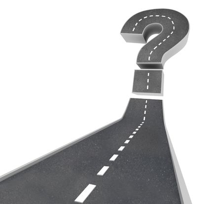 A road leading to a question mark symbolizing uncertainty and doubtの写真素材