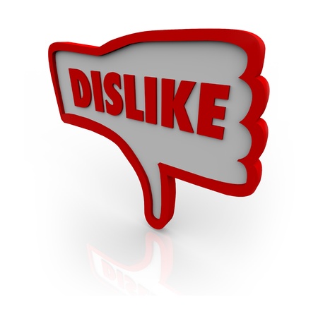 A red outlined thumb down icon with the word Dislike illustrating your displeasure for a website or object under your reviewの写真素材