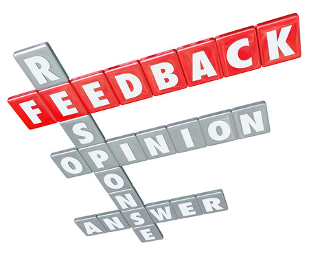 The words Feedback, Response, Opinion and Answer on letter tiles to illustrate the importance of customer and business communication, reviews, ratings and suggestionsの写真素材