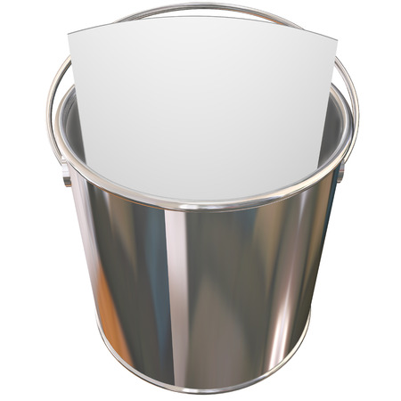 Metal, shiny pail to illustrate a bucket list for things you want to do before you dieの写真素材