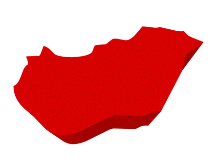 Hungary as a red 3d illustrated abstract map in Europeの写真素材
