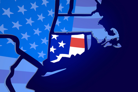 Connecticut CT USA United States America Flag Map 3d Illustrationの写真素材