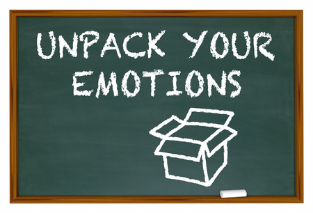 Unpack Your Emotions Feelings Chalk Board Words 3d Illustration