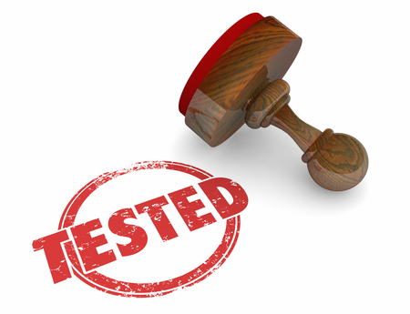 Tested Evaluation Stamp Inspected Passed Approved 3d Illustrationの写真素材
