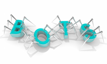 Bots Spiders Internet Crawlers Word Letters 3d Illustrationの写真素材