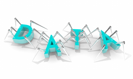 Data Bugs Robots Collecting Information Facts Figures 3d Illustrationの写真素材