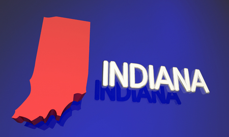 Indiana IN Red State Map Name 3d Illustrationの写真素材