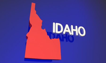 Idaho ID Red State Map Name Word 3d Illustrationの写真素材