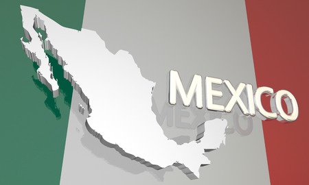 Mexico Country Nation Map North America Flag 3d Illustrationの写真素材