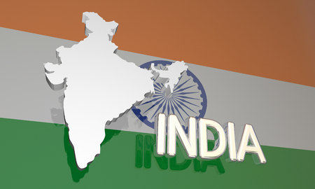India Country Nation Map Asia Flag 3d Illustrationの写真素材